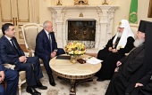 Святейший Патриарх Кирилл встретился с главой Республики Северная Осетия-Алания Т.Д. Мамсуровым и архиепископом Владикавказским и Аланским Зосимой