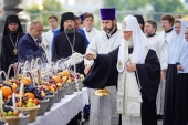 В праздник Преображения Господня Святейший Патриарх Кирилл совершил Литургию в Храме Христа Спасителя