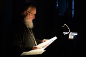 В понедельник первой седмицы Великого поста Святейший Патриарх Кирилл молился за уставным богослужением в Даниловом ставропигиальном монастыре