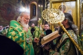 В канун дня памяти преподобного Сергия Радонежского Святейший Патриарх Кирилл совершил всенощное бдение в Троице-Сергиевой лавре